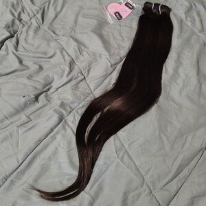 Set Of 10 26" Real Human Hair Clip-In Hair Extensions - Dark Brown